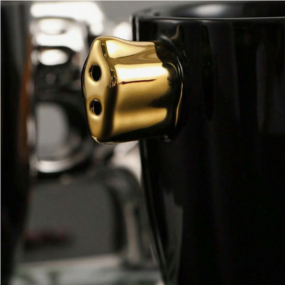 ✅Black & Gold Creative Handle Mug – Unique Ceramic Coffee Cup for Home & Office