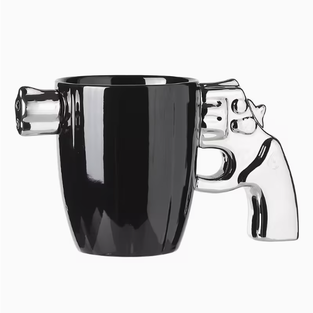 ✅Black & Gold Creative Handle Mug – Unique Ceramic Coffee Cup for Home & Office