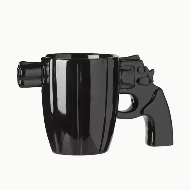 ✅Black & Gold Creative Handle Mug – Unique Ceramic Coffee Cup for Home & Office